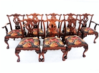 (8) Chippendale Style Ornate Carved Dining Chairs