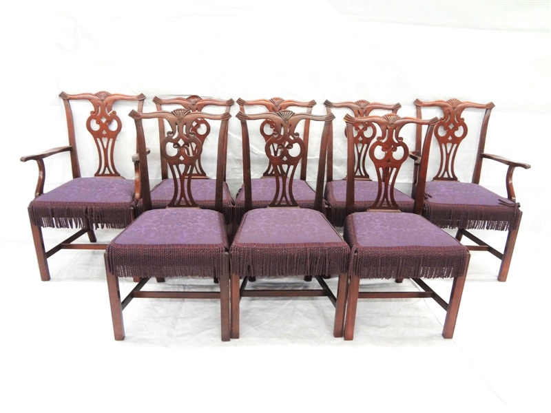 (8) Chippendale Style Carved Dining Chairs