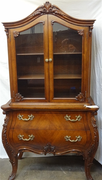 Small China Cabinet Two Drawers, Two Glass Doors