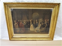"Franklin at the Court of France 1778" Hand Colored Engraving Framed 