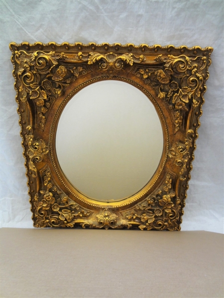 Elaborate Gilt Framed Oval Open Mirror