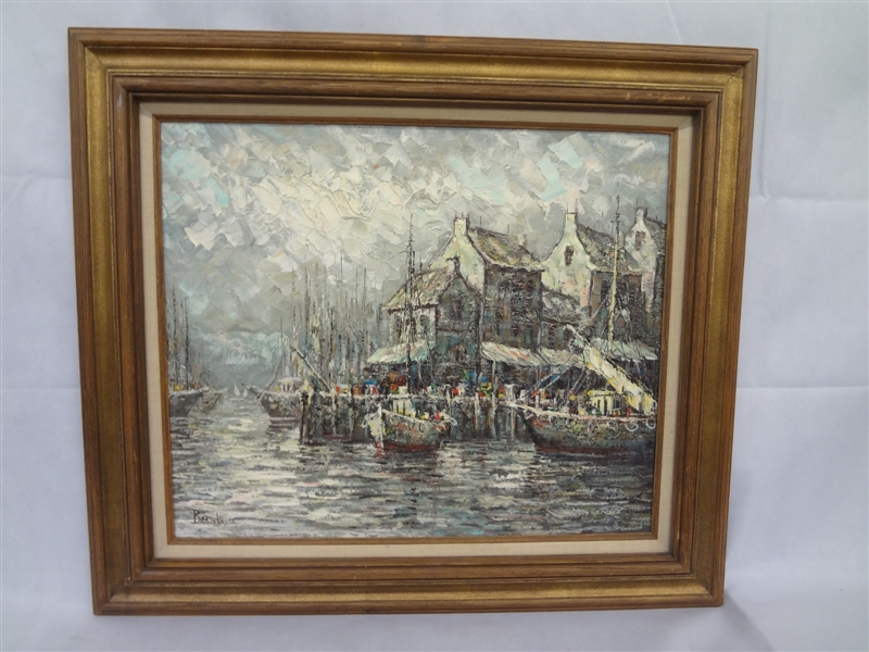 Bartolucci Oil on Canvas Harbor Scene