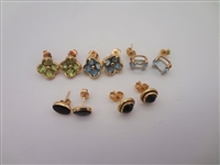 (5) pairs 14k Gold Earrings With Gemstones