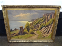 Finn Wennerwald (1896-1969) Oversize Original Oil Painting Gilt Frame