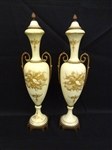 Pair French Paris Brass Ormolu Mounted Urns