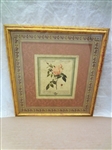Elaborate Embroidered and Gilt Frame With Rose Print