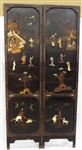 Two Panel Chinese Coromandel Lacquered Screen 