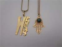 (2) 14k Gold Necklaces With Pendants