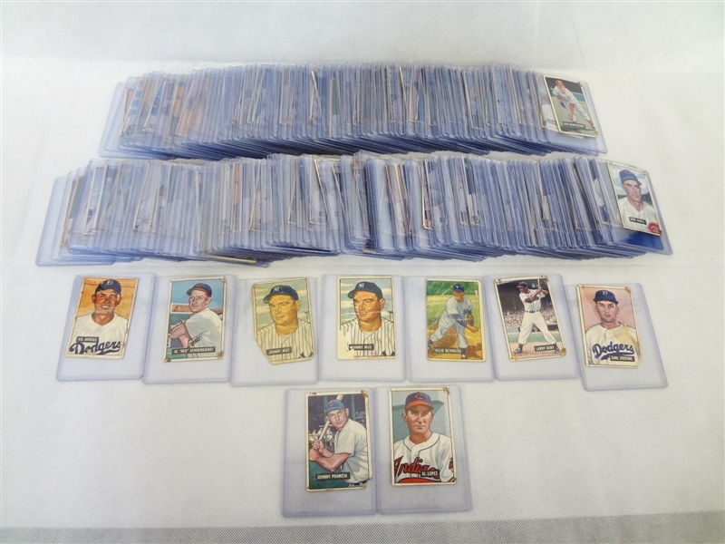1951 Bowman Baseball Cards (188) Including Hodges, Schoendienst, Feller, Mize, Doby, Fox, Lopez, Pramesa