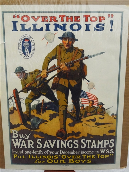 "Over The Top Illinois" Buy War Savings Stamps World War I Poster