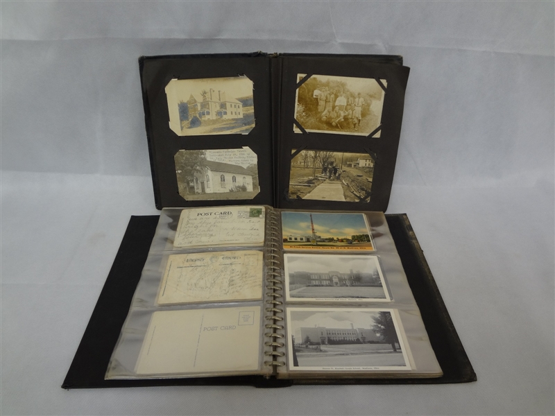 (2) Binder Postcard Albums Including 238 cards With RPPC, Railroad