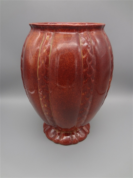 Cowan Art Pottery Brown Ribbed Vase