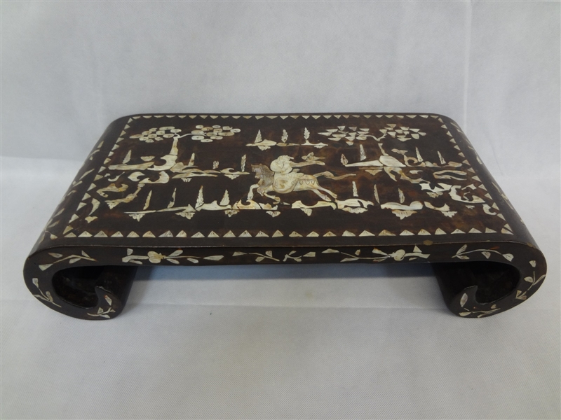 Antique Asian Lacquered Lap Desk With Mother of Pearl Inlay