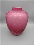 Cranberry Quilted Cased Glass Vase