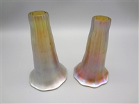 (2) Tulip Iridescent Lamp Shades Unsigned Style of Lundberg