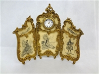 (3) Panel Dresser Display Clock With Etchings
