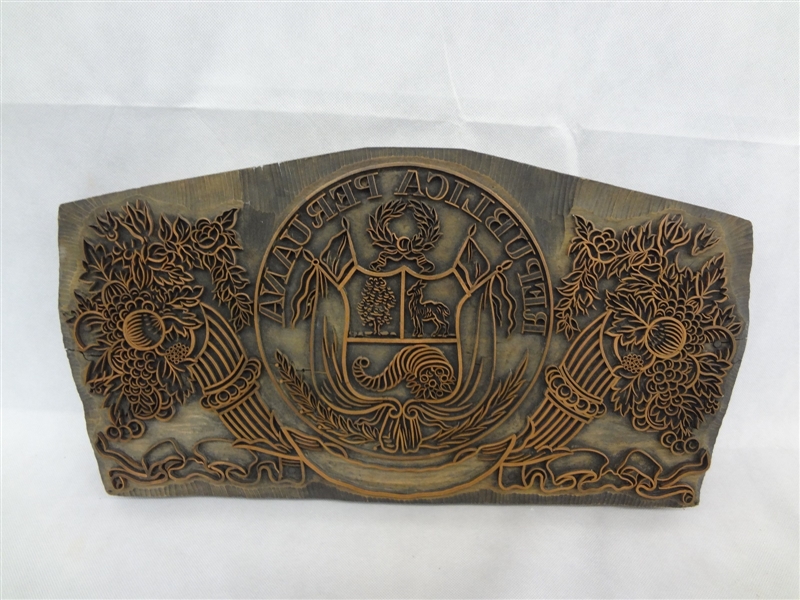 Copper Engraving Plate "Republica Peruana"