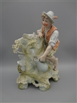 German Bisque Porcelain Figural Group Boy Getting Water