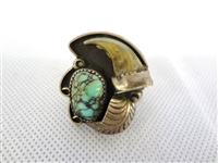 Sterling Silver Bear Claw Cluster Turquoise Ring