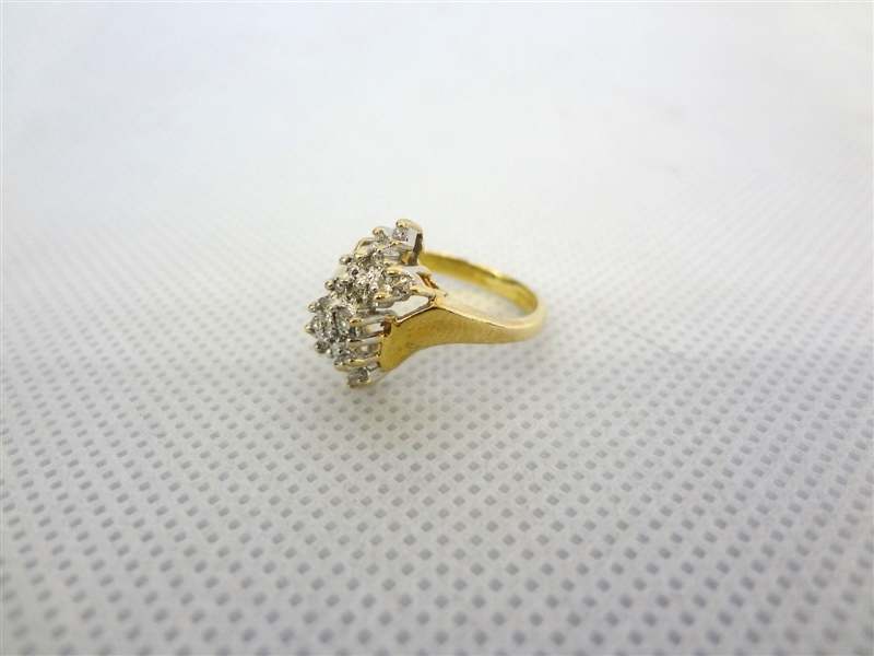 10k Yellow Gold Diamond Chip Cluster Ring