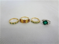 (4) 10k Gold Rings with Gemstones
