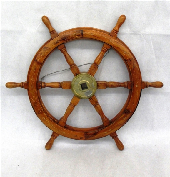 Wooden and Brass Nautical Ships Wheel Wall Hanger