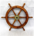Wooden and Brass Nautical Ships Wheel Wall Hanger