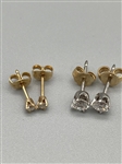 (2) Pairs 14k Gold and Diamond Stud Earrings