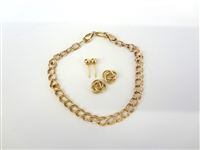 14k Gold Double Link Bracelet, Gold Ball Studs, With Irish Gold Knots