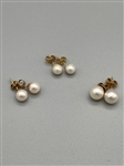 (3) 14k Gold Pairs of Pearl Stud Earrings