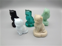 (5) Boyds Glass Figurines Cats and Owl