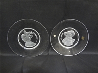 (2) Val St. Lambert Glass Plates: Reubens, Rembrandt