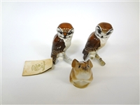 (3) Hutschenreuther Owls and Mouse Porcelain Figurines