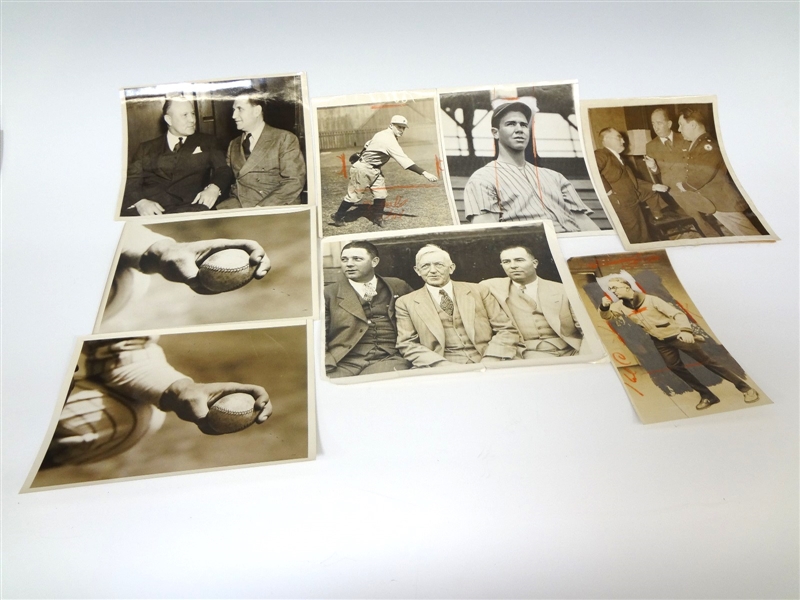 (8) Original 1920s-1940s Baseball Press Photos