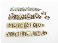(4) Chunky Sterling Silver Bracelets, One Pair Earrings