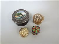 (4) Small Art Nouveau Trinket/Pill Boxes