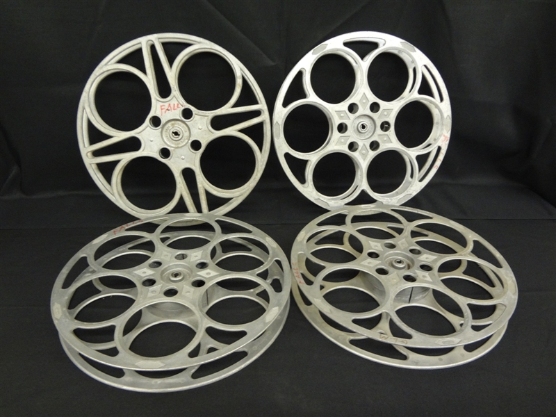 (4) Goldberg Bros. Denver Cast Aluminum 35mm Film Reels