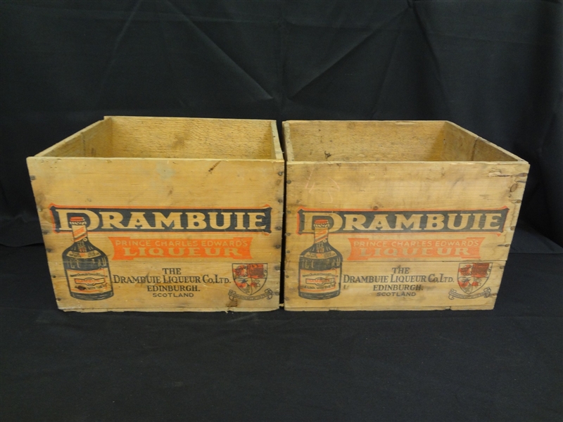 (2) Drambuie Liquor Wooden Advertising Crates