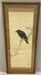Chinese Pen and Ink Watercolor Crow on Branch