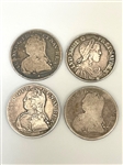 (4) France 1/2 Ecu: 1653, 1726, 1726A, 1730L Silver Coins