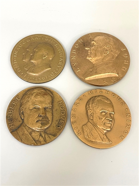 (4) United States Presidents Bronzes: Nixon, Hoover, Johnson, Ike and Nixon