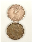 (2) 1891 British India Alwar States One Rupee