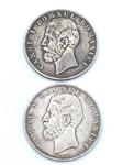 (2) 1880B Romania 5 Lei KM#12 Silver Coins