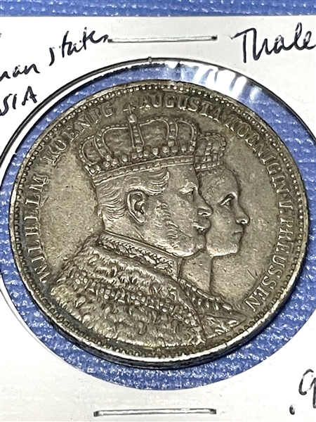 1861 German States Prussia Thaler Coronation Wilhelm I and Augusta
