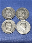 (4) Italy 2 Lire Silver Coins
