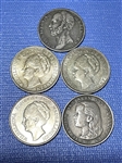 (5) Netherlands One Gulden Coins