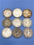 (9) Italy 2 Lire Silver Coins