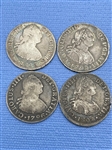 (4) Mexico Spanish Colony 2 Reales Silver Coins