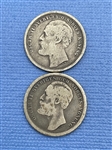 1875ST Sweden 1 Krona, 1877EB 1 Krona