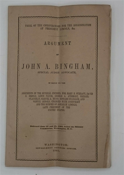 1865 Book: Trial of the Lincoln Conspirators